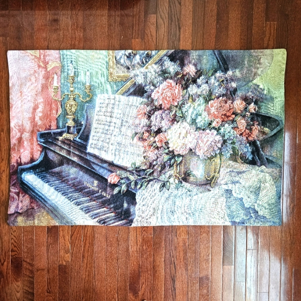Lena Liu Music Room Baby Grand Piano Tapestry Wall Hanging Large 52" x 33" USA